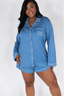 Something Blue Long Sleeve & Short Pajama Set