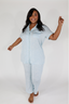 Heirloom Bows in Sky Blue Short Sleeve & Cropped Pant Pajama Set