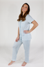 Heirloom Bows in Sky Blue Short Sleeve & Cropped Pant Pajama Set