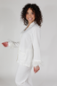 Classic White Feather Long Sleeve & Cropped Pant Pajama Set