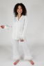 Classic White Feather Long Sleeve & Cropped Pant Pajama Set