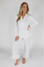 Classic White Feather Long Sleeve & Cropped Pant Pajama Set