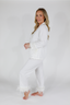 Classic White Feather Long Sleeve & Cropped Pant Pajama Set