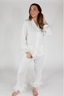 Classic White Feather Long Sleeve & Cropped Pant Pajama Set