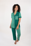 Pine Color Block Short Sleeve & Cropped Pant Pajama Set