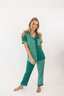 Pine Color Block Short Sleeve & Cropped Pant Pajama Set