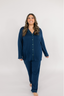 Navy Luxe with Empire Green Piping Long Sleeve & Pant Pajama Set