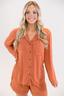 Terracotta Long Sleeve & Short Pajama Set