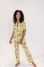 Gold Bows Short Sleeve & Cropped Pant Pajama Set