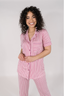 Soft Pink Stripe Short Sleeve & Cropped Pant Pajama Set