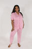 Soft Pink Stripe Short Sleeve & Cropped Pant Pajama Set