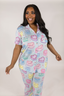 Sweetheart Cakes in Sky Short Sleeve & Cropped Pant Pajama Set