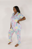 Sweetheart Cakes in Sky Short Sleeve & Cropped Pant Pajama Set